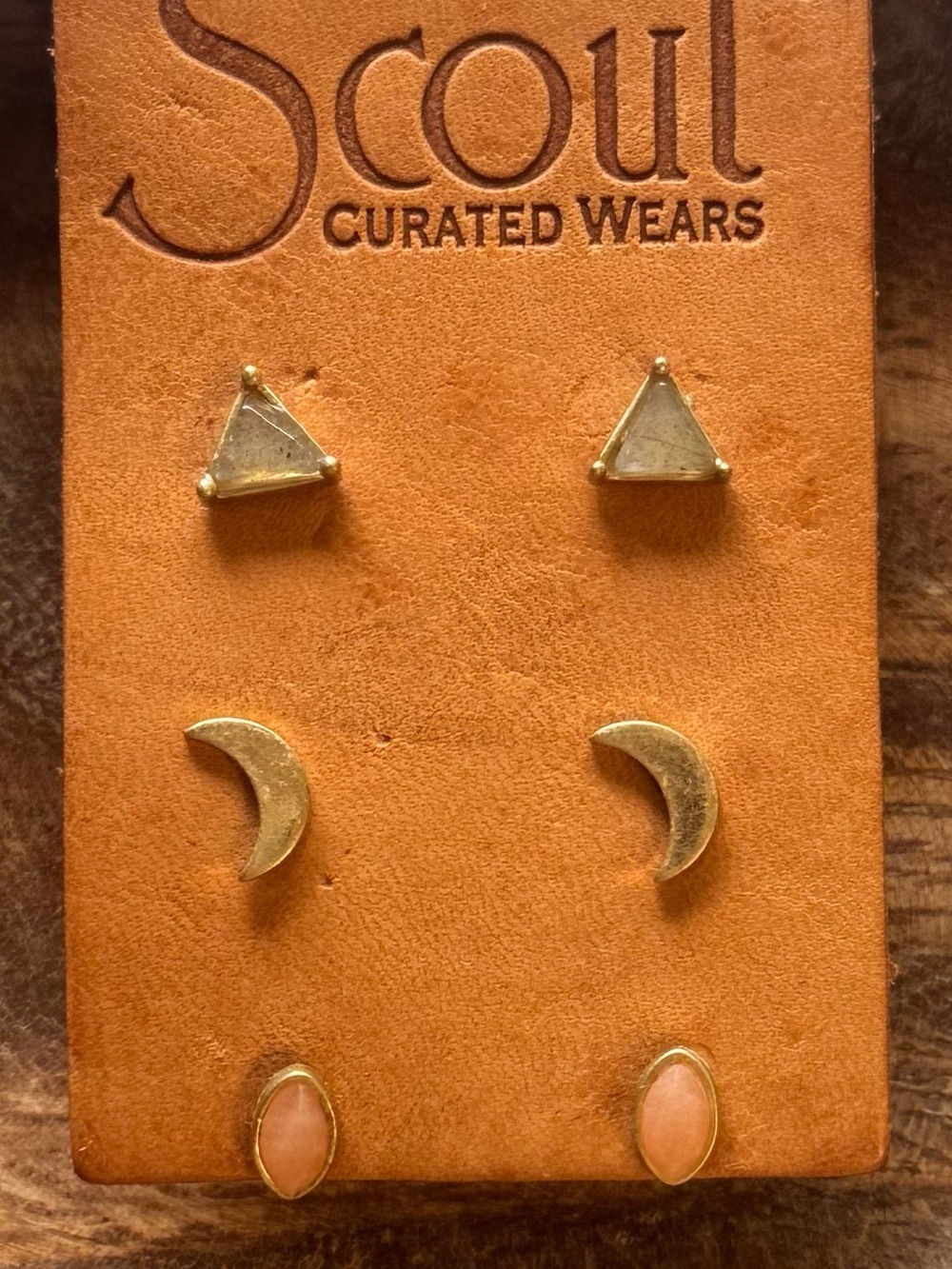 Stone Gold Earring Set - Picture 2 of 2